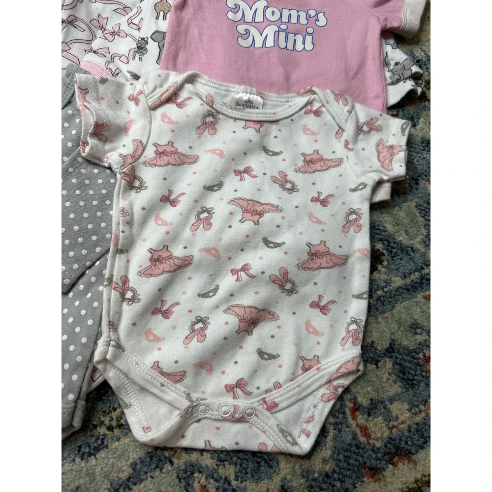 Girls 3-6M Pink Purple‎ Bundle HB Carter's Cat & Jack Bodysuits Sleeper GUC
